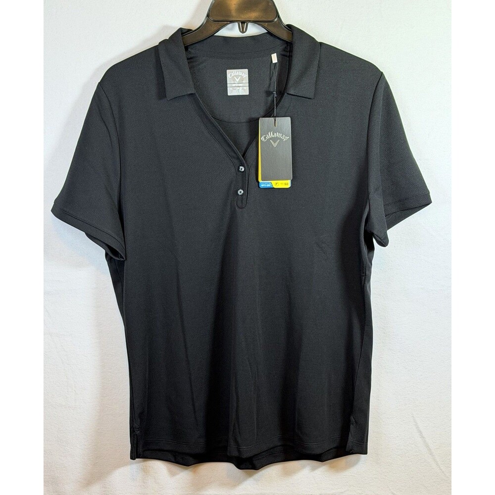 Callaway Opti-Dri Golf Polo Shirt Women’s XL Black Solid Short Sleeve UV